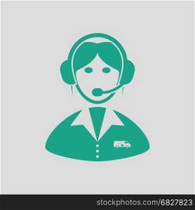 Logistic dispatcher consultant icon. Gray background with green. Vector illustration.