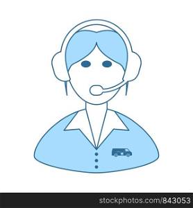 Logistic Dispatcher Consultant Icon. Thin Line With Blue Fill Design. Vector Illustration.
