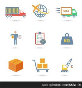 Logistic freight service icons set of truck worldwide shipping fast delivery isolated vector illustration