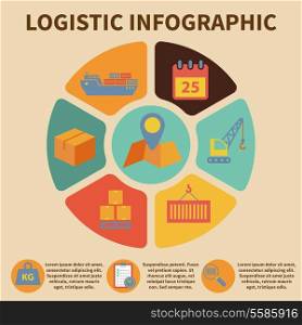 Logistic freight service infographic icons set on pie chart vector illustration