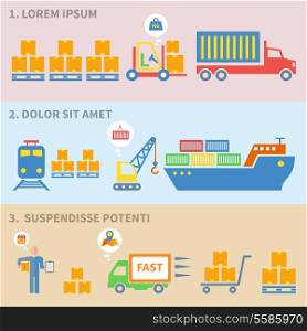 Logistic freight service labels icons set of cargo ship train isolated vector illustration