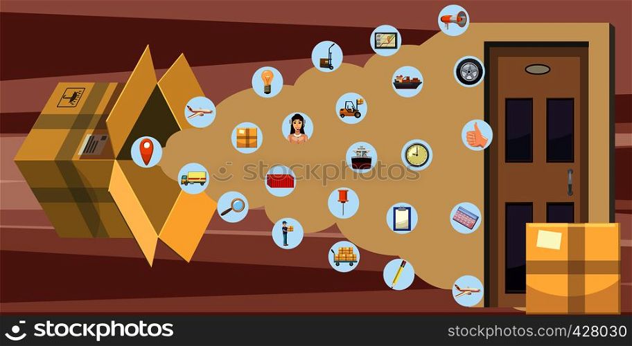 Logistic horizontal banner pack concept. Cartoon illustration of logistic vector horizontal banner pack for web. Logistic horizontal banner pack, cartoon style