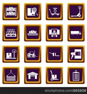 Logistic icons set in purple color isolated vector illustration for web and any design. Logistic icons set purple