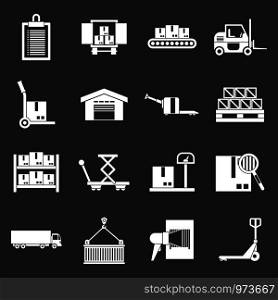 Logistic icons set vector white isolated on grey background . Logistic icons set grey vector