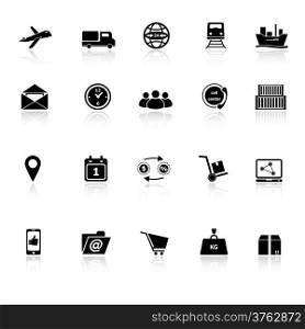 Logistic icons with reflect on white background, stock vector