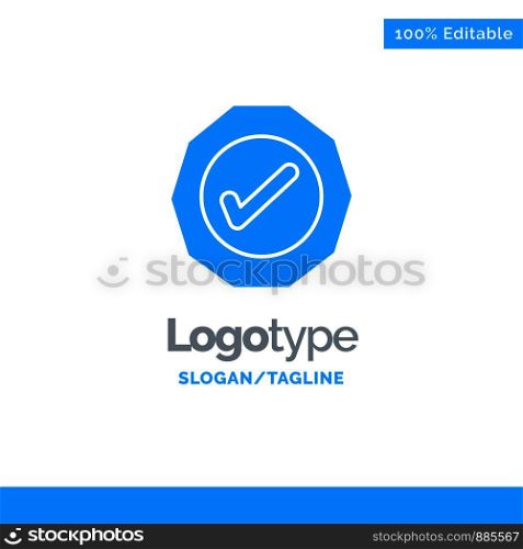 Logistic, Ok, Success, Tick Blue Solid Logo Template. Place for Tagline