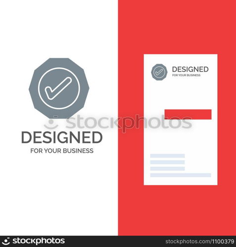 Logistic, Ok, Success, Tick Grey Logo Design and Business Card Template