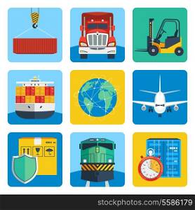 Logistic shipping delivery service realistic icons set isolated vector illustration