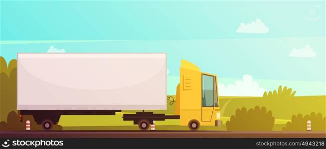 Logistics And Delivery Cartoon Background. Logistics and delivery cartoon background with truck and road vector illustration