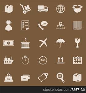 Logistics color icons on brown background, stock vector