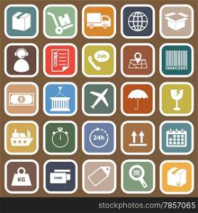Logistics falt icons on brown background, stock vector