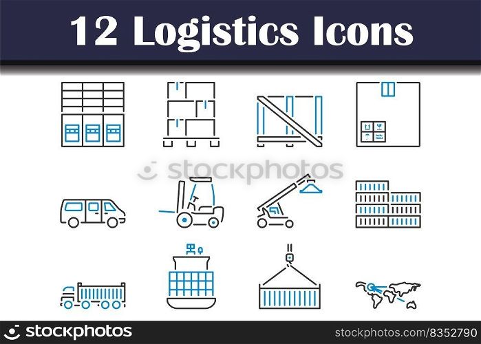 Logistics Icon Set. Editab≤Bold Outli≠With Color Fill Design. Vector Illustration.