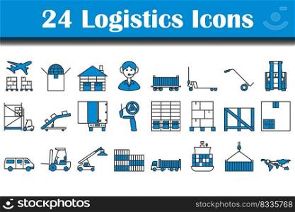 Logistics Icon Set. Editable Bold Outline With Color Fill Design. Vector Illustration.