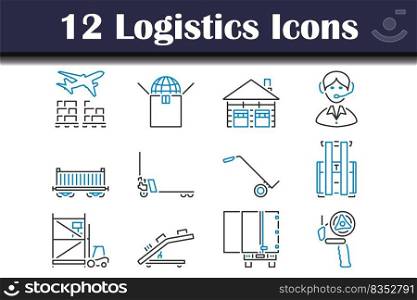 Logistics Icon Set. Editable Bold Outline With Color Fill Design. Vector Illustration.