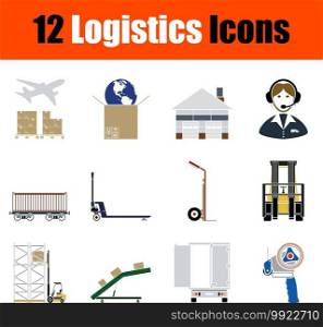 Logistics Icon Set. Flat Design. Fully editable vector illustration. Text expanded.