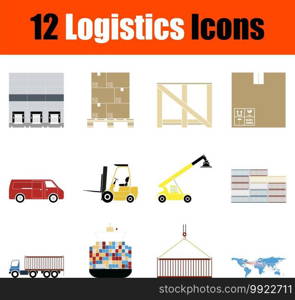 Logistics Icon Set. Flat Design. Fully editable vector illustration. Text expanded.