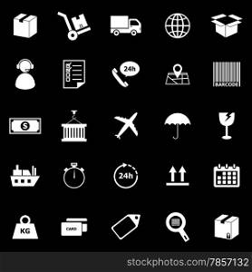 Logistics icons on black background, stock vector