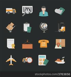 Logistics icons with black background , eps10 vector format