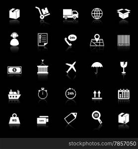 Logistics icons with reflect on black background, stock vector