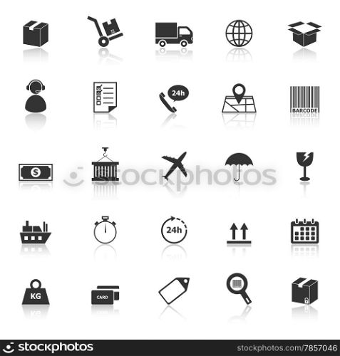 Logistics icons with reflect on white background, stock vector