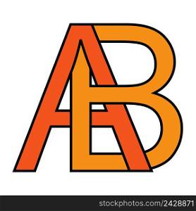 Logo ab icon sign two interlaced letters A B, vector logo first capital letters pattern alphabet ab