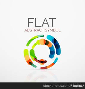 Logo - abstract minimalistic linear flat design. Business hi-tech geometric symbol, multicolored connected segments of lines. Vector illustration - connection concept