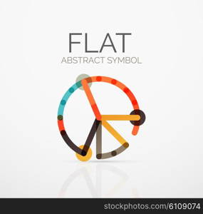 Logo - abstract minimalistic linear flat design. Business hi-tech geometric symbol, multicolored connected segments of lines. Vector illustration - connection concept