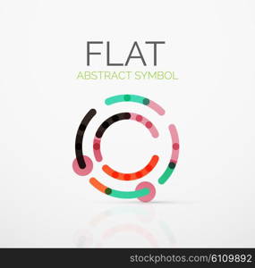 Logo - abstract minimalistic linear flat design. Business hi-tech geometric symbol, multicolored connected segments of lines. Vector illustration - connection concept