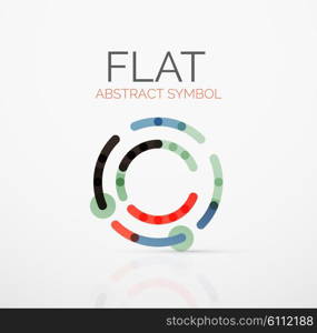 Logo - abstract minimalistic linear flat design. Business hi-tech geometric symbol, multicolored connected segments of lines. Vector illustration - connection concept