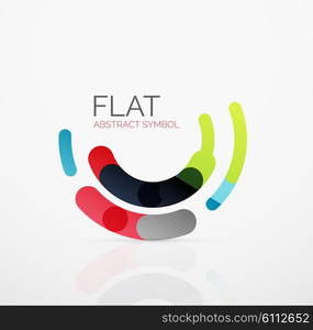 Logo - abstract minimalistic linear flat design. Business hi-tech geometric symbol, multicolored connected segments of lines. Vector illustration - connection concept