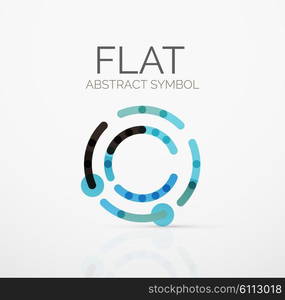 Logo - abstract minimalistic linear flat design. Business hi-tech geometric symbol, multicolored connected segments of lines. Vector illustration - connection concept