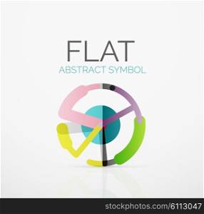 Logo - abstract minimalistic linear flat design. Business hi-tech geometric symbol, multicolored connected segments of lines. Vector illustration - connection concept