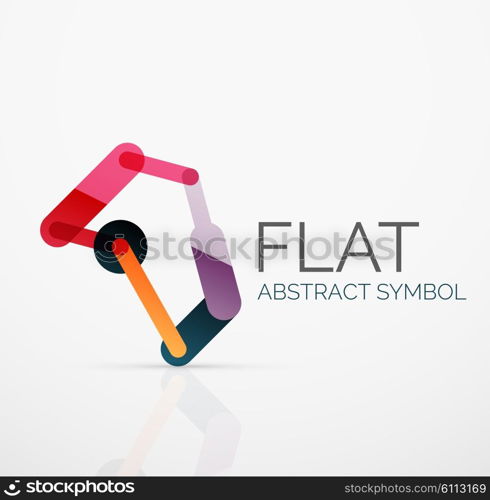 Logo - abstract minimalistic linear flat design. Business hi-tech geometric symbol, multicolored connected segments of lines. Vector illustration - connection concept