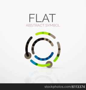 Logo - abstract minimalistic linear flat design. Business hi-tech geometric symbol, multicolored connected segments of lines. Vector illustration - connection concept