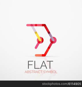 Logo - abstract minimalistic linear flat design. Business hi-tech geometric symbol, multicolored connected segments of lines. Vector illustration - connection concept