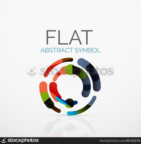 Logo - abstract minimalistic linear flat design. Business hi-tech geometric symbol, multicolored connected segments of lines. Vector illustration - connection concept