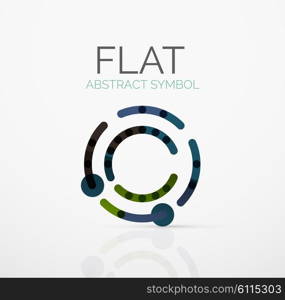 Logo - abstract minimalistic linear flat design. Business hi-tech geometric symbol, multicolored connected segments of lines. Vector illustration - connection concept