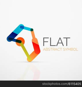 Logo - abstract minimalistic linear flat design. Business hi-tech geometric symbol, multicolored connected segments of lines. Vector illustration - connection concept