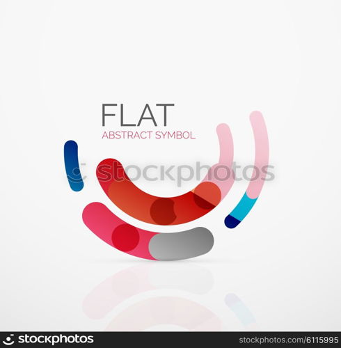 Logo - abstract minimalistic linear flat design. Business hi-tech geometric symbol, multicolored connected segments of lines. Vector illustration - connection concept