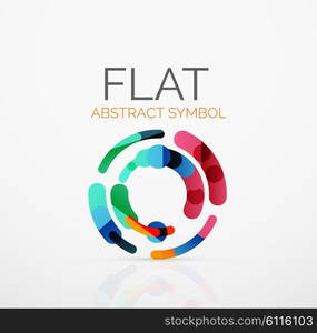 Logo - abstract minimalistic linear flat design. Business hi-tech geometric symbol, multicolored connected segments of lines. Vector illustration - connection concept