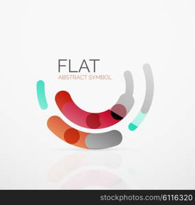 Logo - abstract minimalistic linear flat design. Business hi-tech geometric symbol, multicolored connected segments of lines. Vector illustration - connection concept