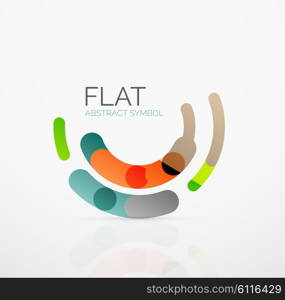 Logo - abstract minimalistic linear flat design. Business hi-tech geometric symbol, multicolored connected segments of lines. Vector illustration - connection concept