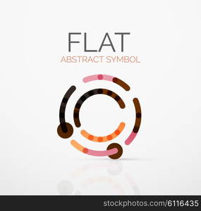 Logo - abstract minimalistic linear flat design. Business hi-tech geometric symbol, multicolored connected segments of lines. Vector illustration - connection concept