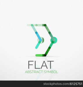 Logo - abstract minimalistic linear flat design. Business hi-tech geometric symbol, multicolored connected segments of lines. Vector illustration - connection concept