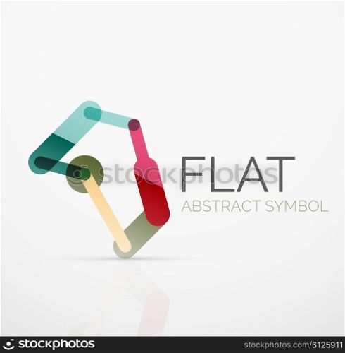 Logo - abstract minimalistic linear flat design. Business hi-tech geometric symbol, multicolored connected segments of lines. Vector illustration - connection concept