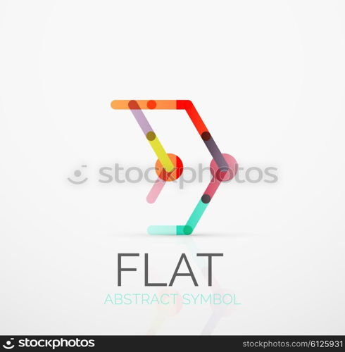 Logo - abstract minimalistic linear flat design. Business hi-tech geometric symbol, multicolored connected segments of lines. Vector illustration - connection concept