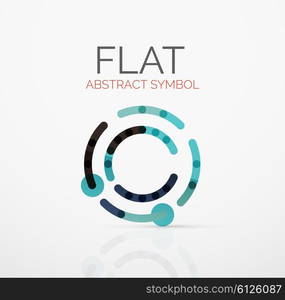 Logo - abstract minimalistic linear flat design. Business hi-tech geometric symbol, multicolored connected segments of lines. Vector illustration - connection concept