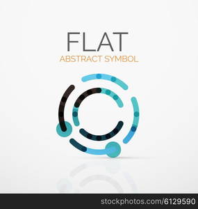 Logo - abstract minimalistic linear flat design. Business hi-tech geometric symbol, multicolored connected segments of lines. Vector illustration - connection concept