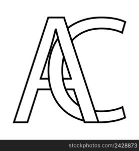 Logo ac icon sign two interlaced letters A C, vector logo ac first capital letters pattern alphabet a c