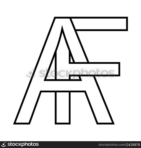 Logo af icon sign two interlaced letters A, F vector logo af first capital letters pattern alphabet a, f